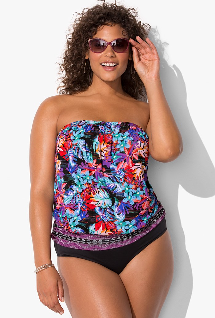 Maui Bandeau Blouson Tankini Plus Size Swimwear