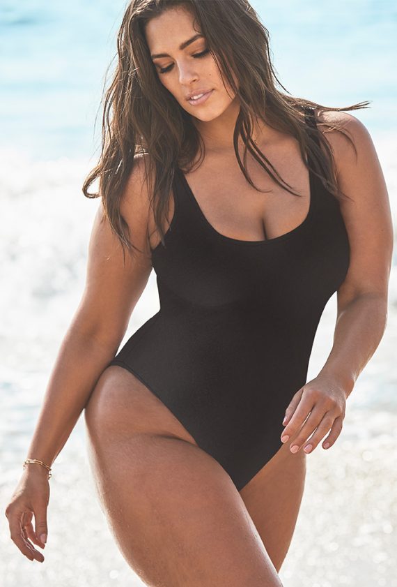 Ashley Graham x Swimsuits For All Hotshot Black One Piece Swimsuit Plus Size Swimwear