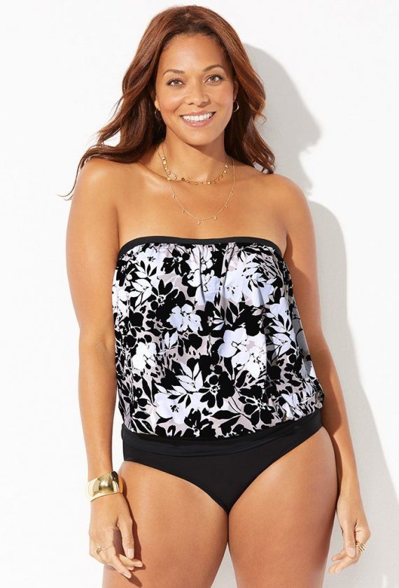 Casablanca Bandeau Blouson Tankini Set Plus Size Swimwear