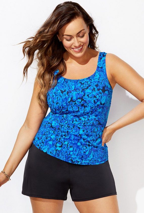 Cerulean Classic Tankini with Loose Short Plus Size Swimwear