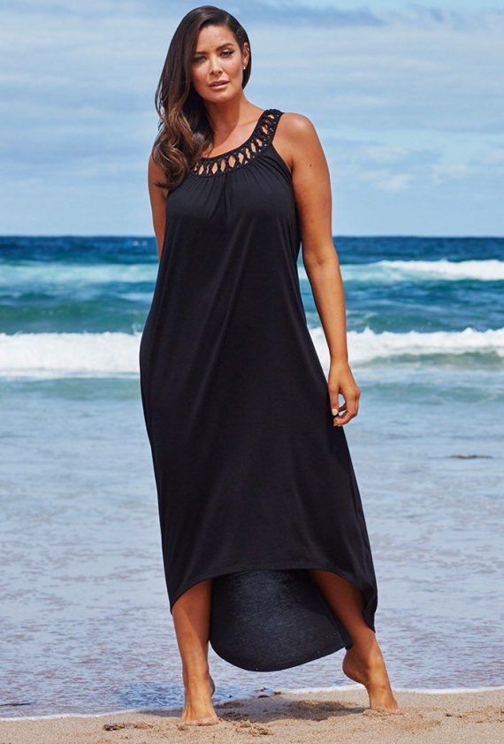 Margarita Black High Low Maxi Dress Plus Size Swimwear
